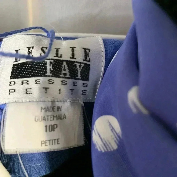 Vintage 1980’s Leslie Faye 3 Piece Set Sky Blue With Polka Dot Pleated Skirt - Picture 7 of 7